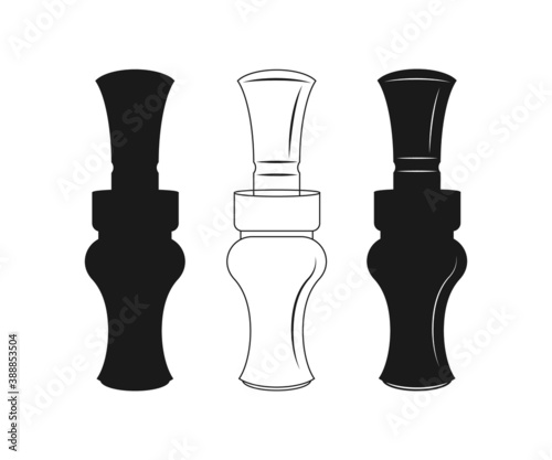Duck Call, Duck Call Symbol Icon Design. Duck Call icon set. Black vector illustration on white background. Duck Call Silhouette
