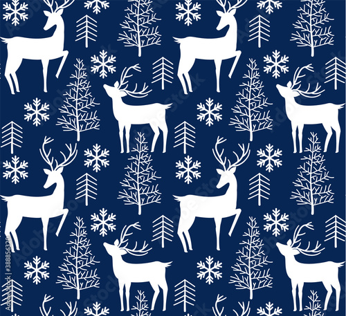 Christmas reindeer seamless pattern background. illustration background. Vector illustration layered for easy manipulation and custom coloring