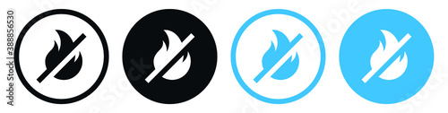 No Fire icon symbol, no flame logo sign for apps and websites