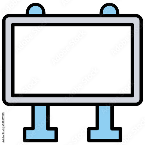 
A blank banner for promotional slogans placed over stand to iconize advertisement banner 
