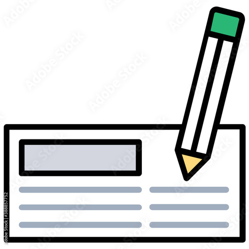 
Paradigm design of a cheque being checked by a pencil to show signed cheque icon

