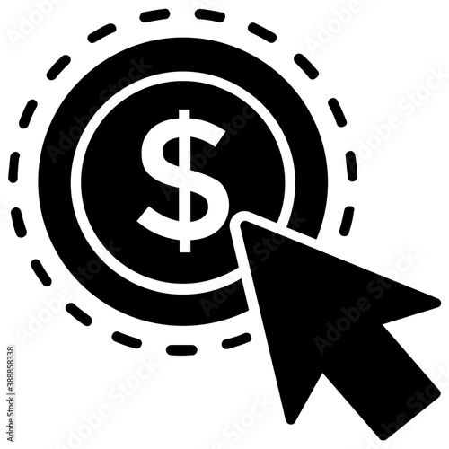 
Cursor making a click over dollar sign an amazing concept for pay per click 
