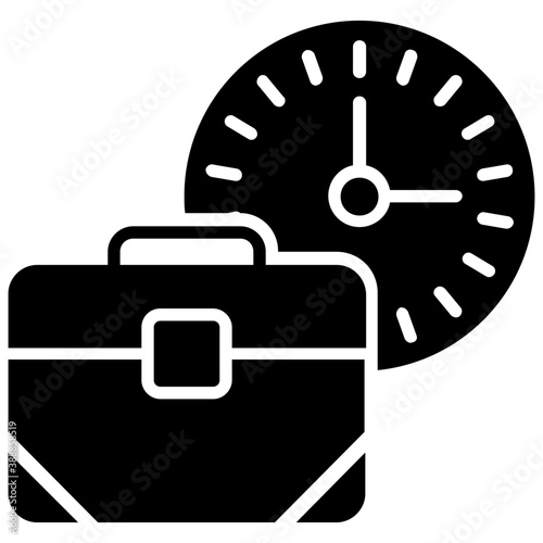 
An icon having a briefcase along with clock ticking in the background, best concept for working time icon
