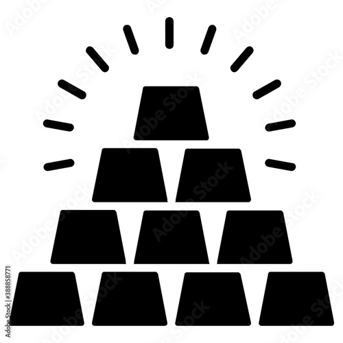 
Stack of gold bars with twinkling sparkles showing gold bars icon
