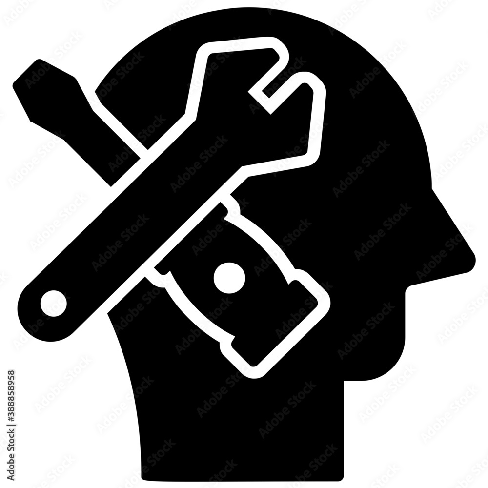 Avatar of human skull having spanner and screwdriver in it showing customer management icon
Avatar of human skull having spanner and screwdriver in it showing customer management icon
