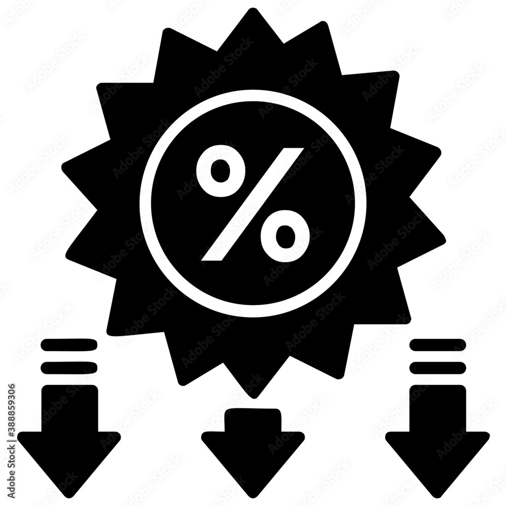 Discount icon has been innovatively designed by using a success bage drawing with percentage sign 