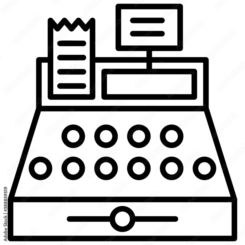 A complete cash machine for billing, receipting and ordering process has been shown in an icon for order checkout
A complete cash machine for billing, receipting and ordering process has been shown in an icon for order checkout