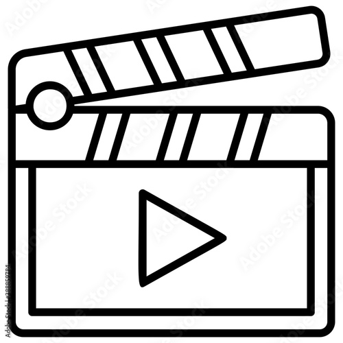 
A clapperboard decorated with video playing button, icon to describe directing play  icon
