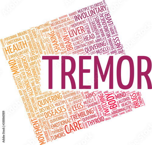 Tremor vector illustration word cloud isolated on a white background.