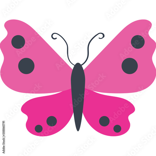
Pink color designed moth with two white eyes spots on the lower edge, icon io moth
