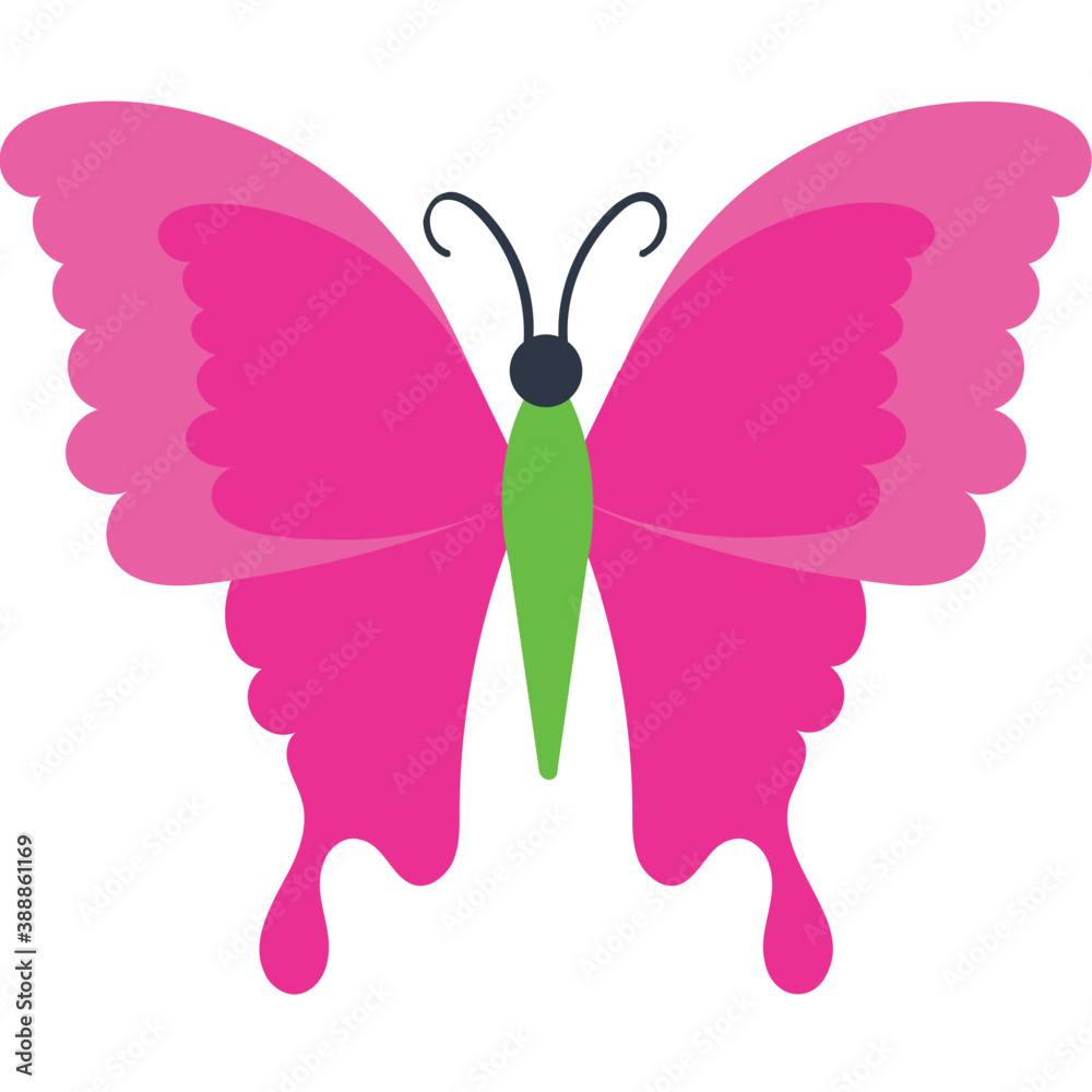 
Pink color designed moth with two white eyes spots on the lower edge, icon io moth
