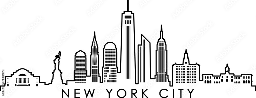 Photo & Art Print NEW YORK CITY skyline silhouette vector, SimpLine photo-art-print-new-york-city-skyline-silhouette-vector-simpline