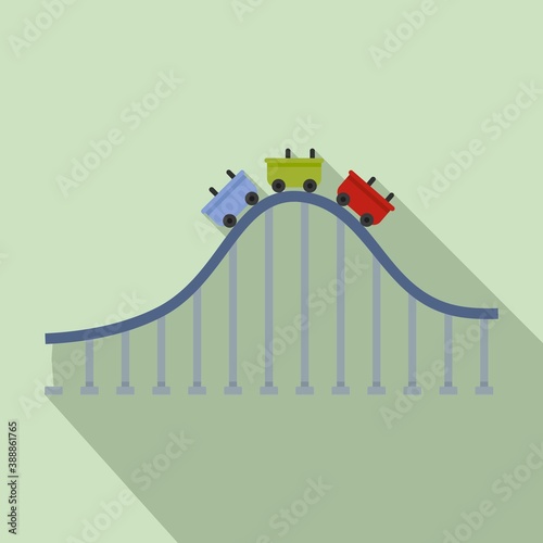 Roller coaster train icon. Flat illustration of roller coaster train vector icon for web design