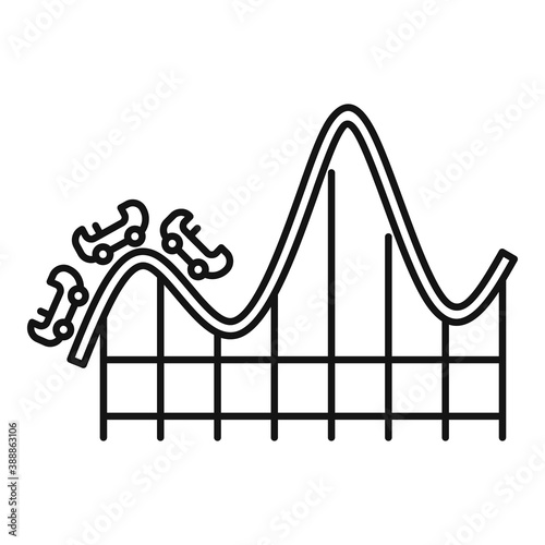 Roller coaster amusement icon. Outline roller coaster amusement vector icon for web design isolated on white background