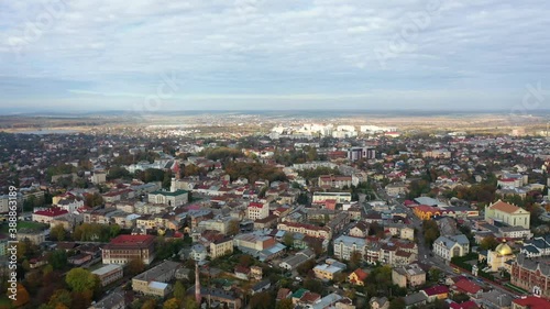 Aerial cityscape with view of downtown of Drohobych city. Old European city with great architecture, interesting history and famous persons like Yuriy Drohobych (Kotermak), Ivan Franko, Bruno Schulz photo