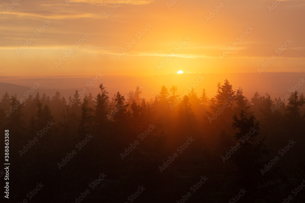 sunset through the fog sunset through the fog