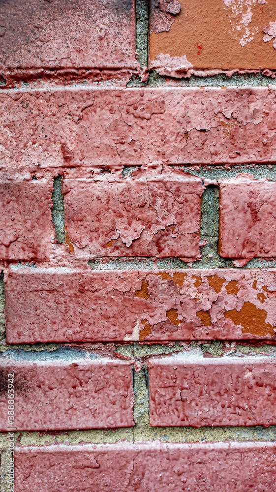 Photo of an old red brick wall close-up. Background, texture for design