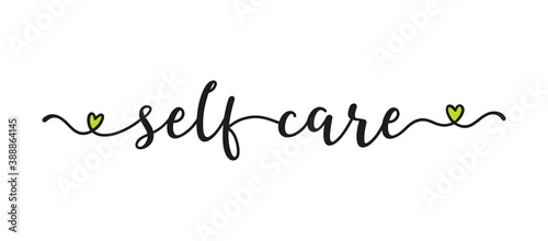 Hand sketched SELF CARE quote as banner. Lettering for poster, label, sticker, flyer, header, card, advertisement, announcement..