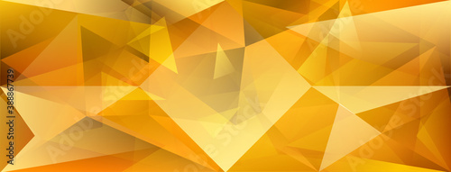 Abstract crystal background with refracting of light and highlights in yellow colors