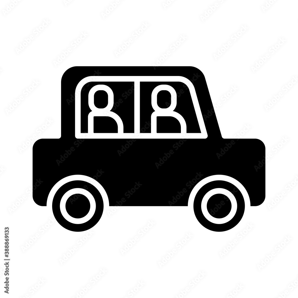 persons in car silhouette style icon persons in car silhouette style icon