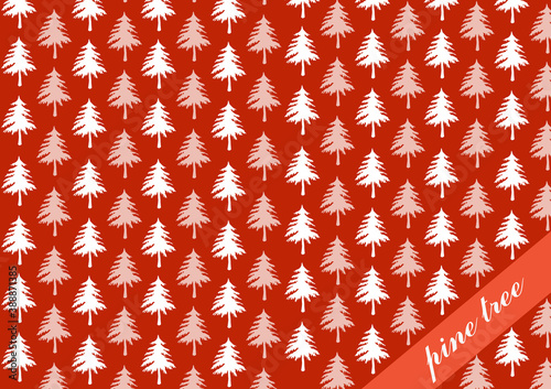 red christmas background with pine tree, seamless  wallpaper in red color
