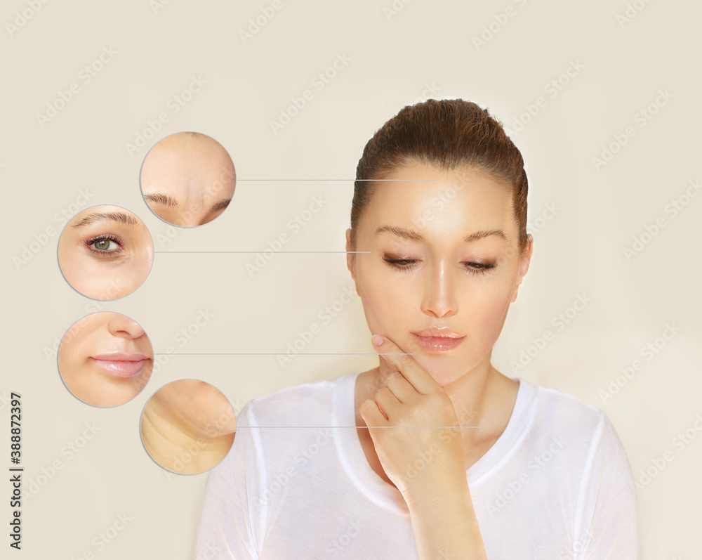 Effects of ageing,Frown/scowl lines ,Nasolabial folds,Neck ,Under eye circles,neck lines