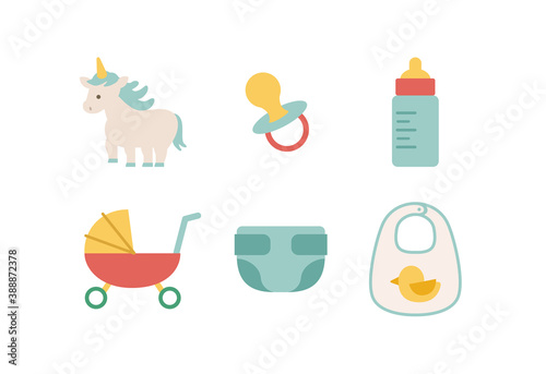 赤ちゃん用品、ベビー用雑貨のイラストセット