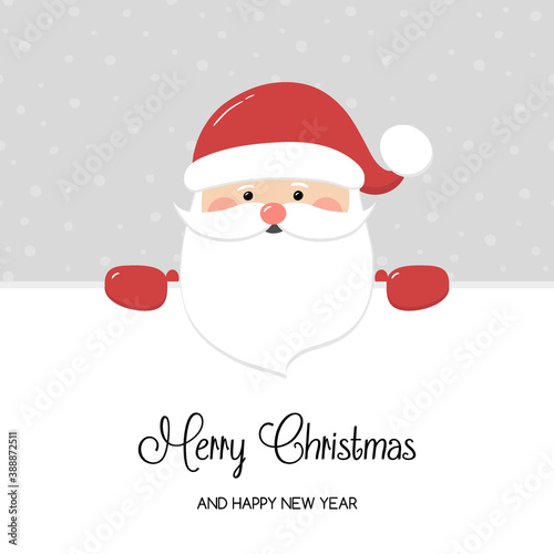 Concept of Christmas greeting card with happy Santa Claus. Vector © Karolina Madej