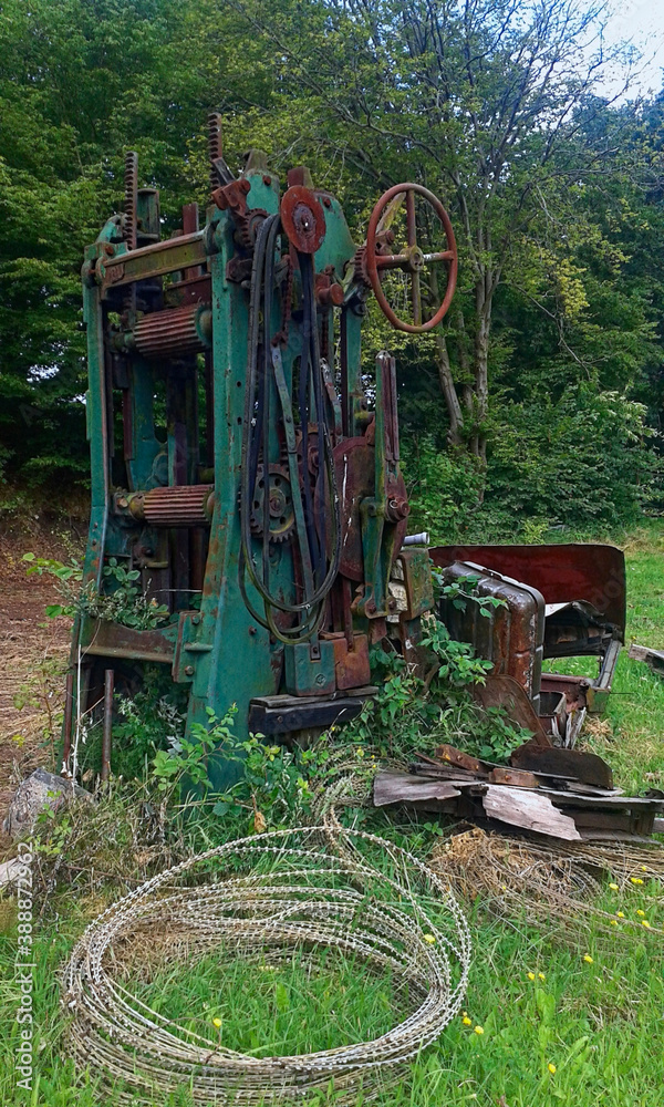 Old and rusty barbed wire machine from the second world war