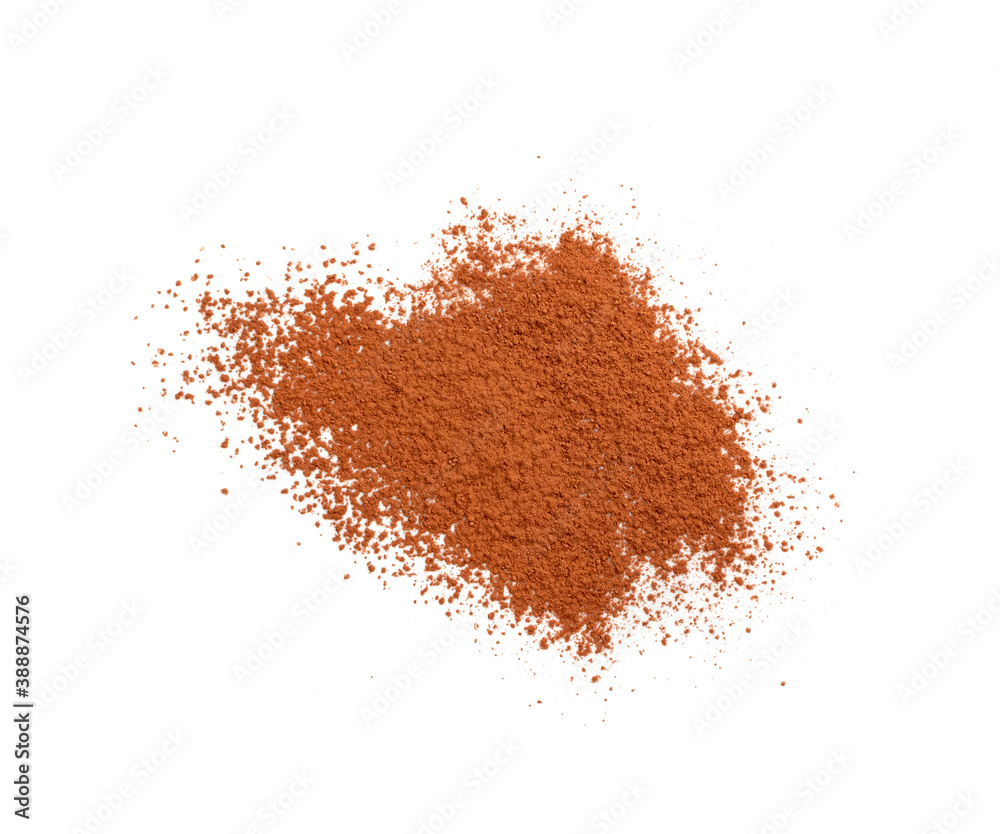 Cocoa Powder Isolated, Cacao Dust on White Background Top View Cocoa Powder Isolated, Cacao Dust on White Background Top View