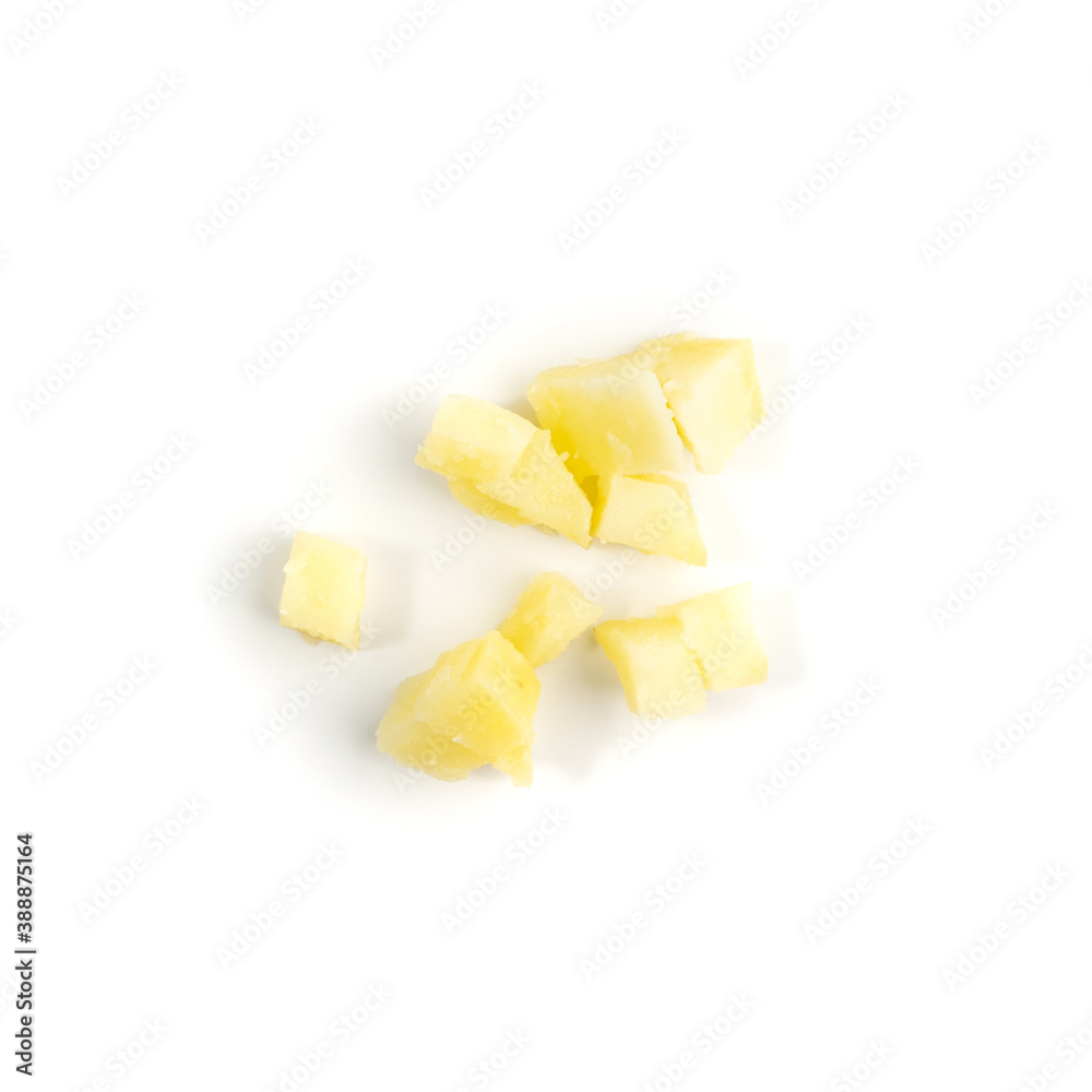 Diced Boiled Potato Isolated on White Background Diced Boiled Potato Isolated on White Background