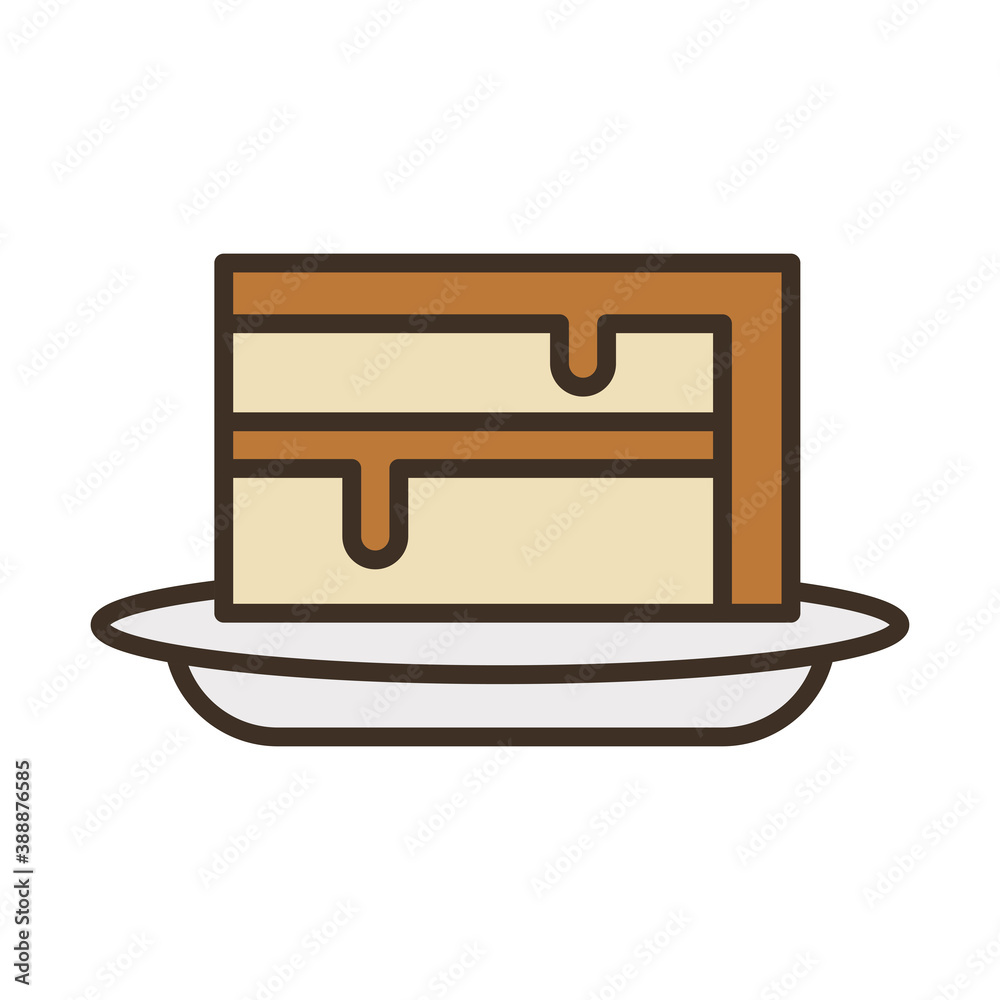 sweet cake portion fill style icon