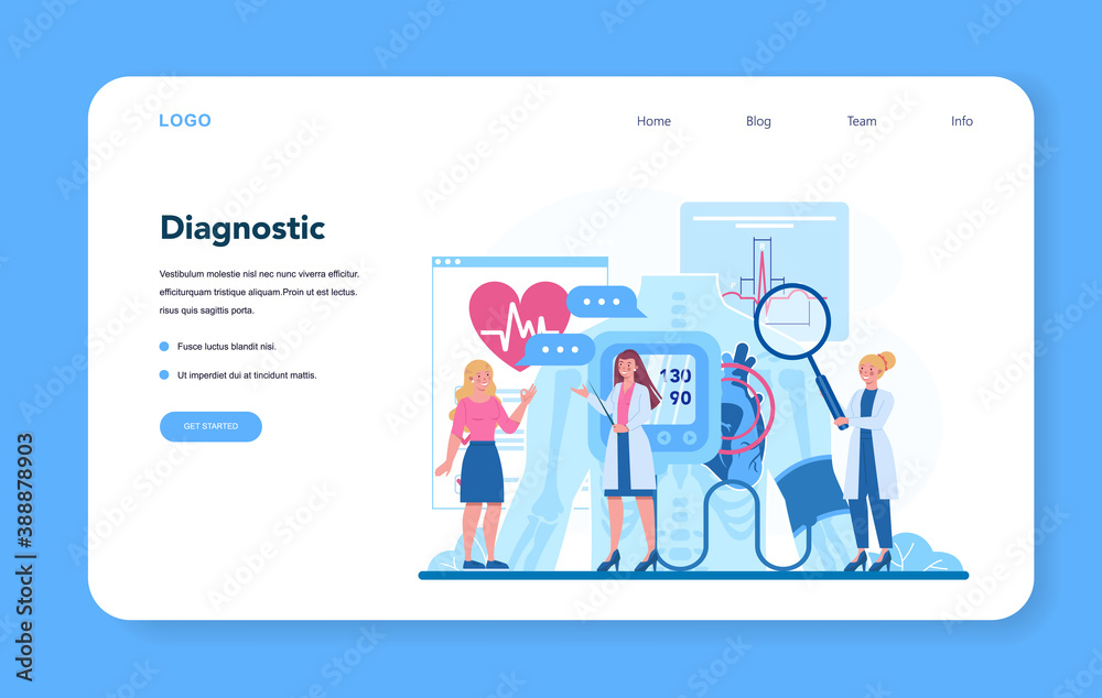 Cardiologist web banner or landing page. Idea of heart care Cardiologist web banner or landing page. Idea of heart care