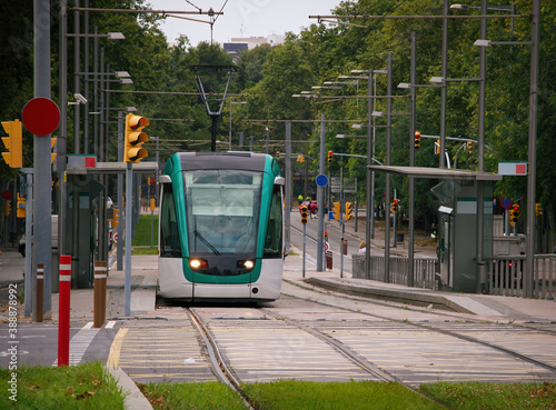 Photography View of the Barcelona tram on Calle Marina