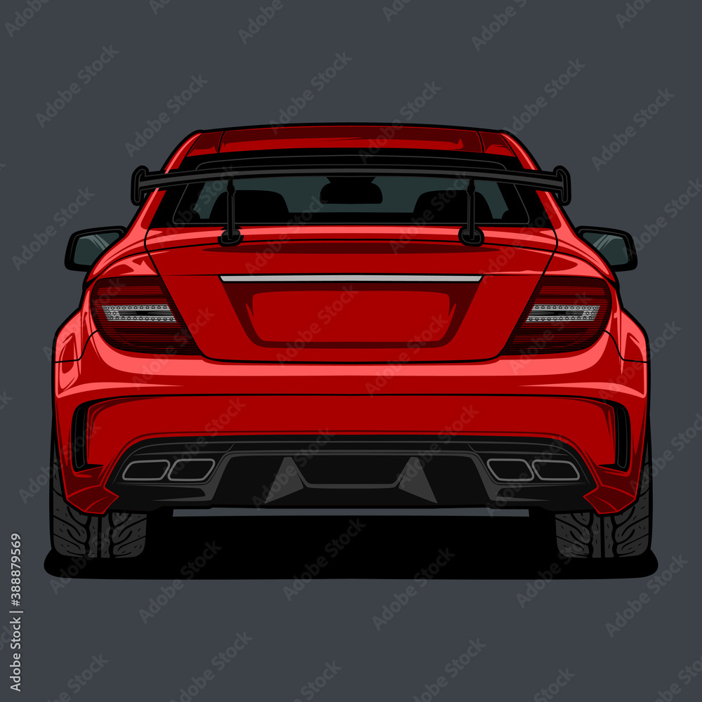 Back View Car Vector Illustration For Conceptual Design