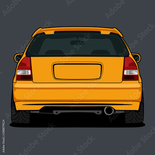 Back View Car Vector Illustration For Conceptual Design