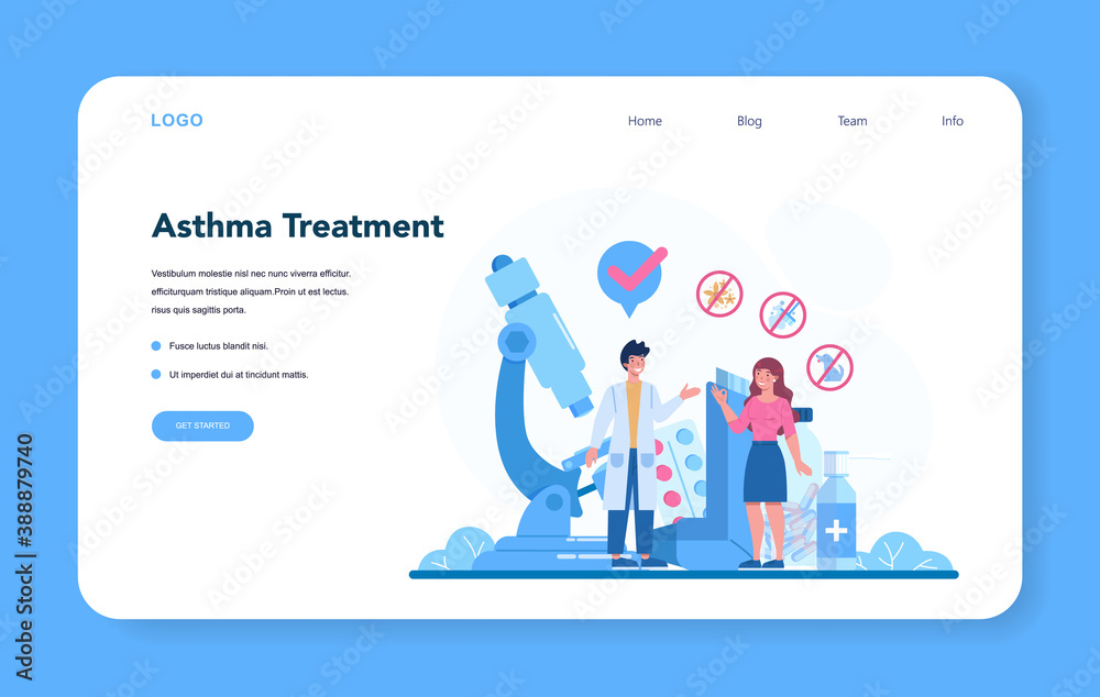 Pulmonologist web banner or landing page. Idea of health Pulmonologist web banner or landing page. Idea of health