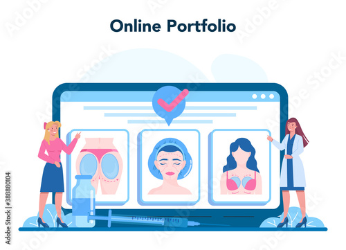 Plastic surgeon mobile application banner. Idea of body and face