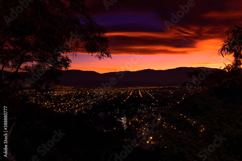 sunset view of the city of Salta.- photo