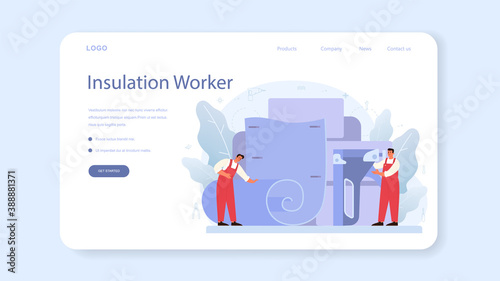 Insulation web banner or landing page. Thermal or acoustic insulation.