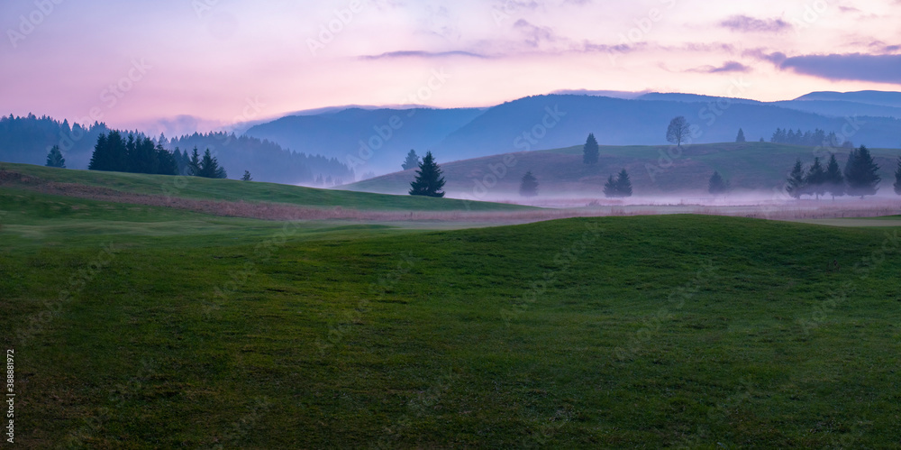 Natural landscape with fog in the morning
