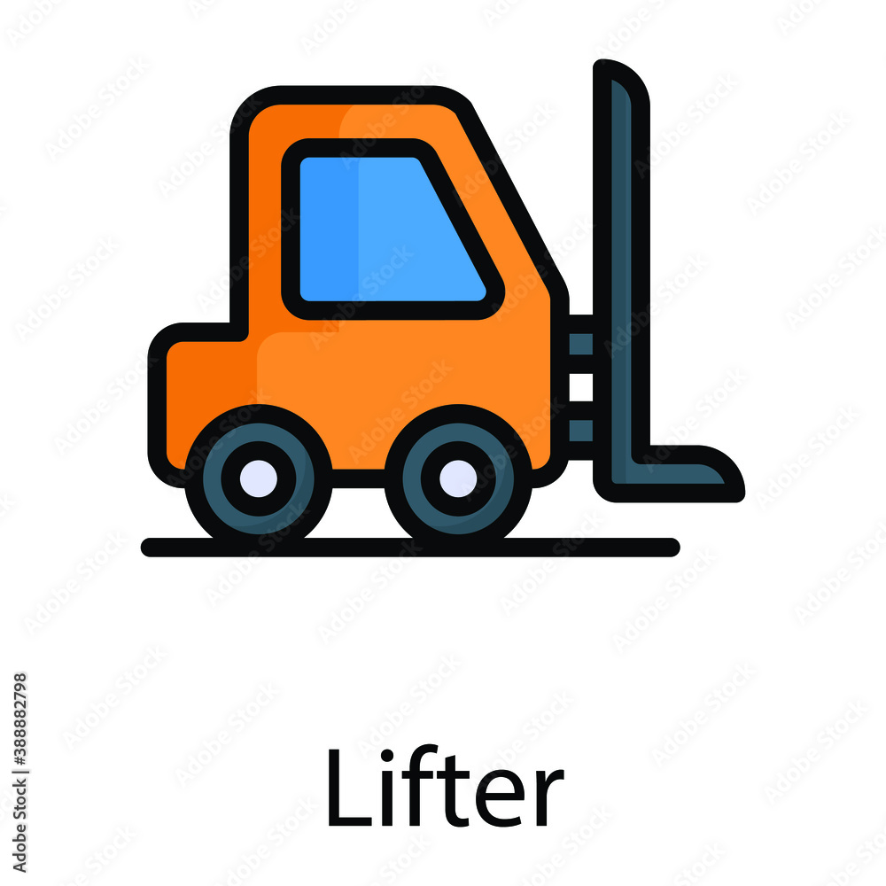forklift color line vector icon