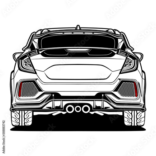Black And White Car Illustration For Conceptual Design