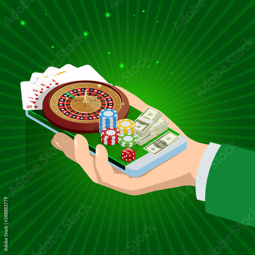 Online Casino Concept. Online Big Slots Casino Marketing Banner, Gaming Apps