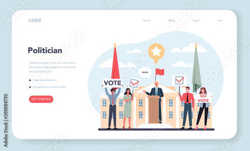 Politician web banner or landing page . Idea of election and governement