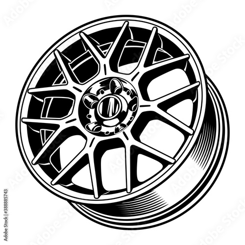 car wheel rim vector silhouette, icon, logo, monochrome, color in black and transparent for conceptual design