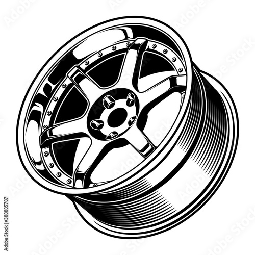 car wheel rim vector silhouette, icon, logo, monochrome, color in black and transparent for conceptual design