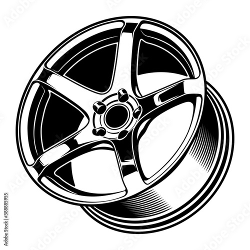 car wheel rim vector silhouette, icon, logo, monochrome, color in black and transparent for conceptual design