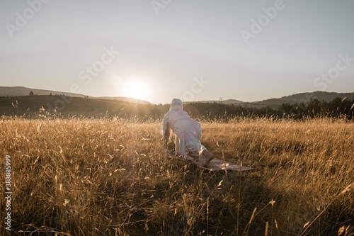young woman practicing spirituality and healing photo