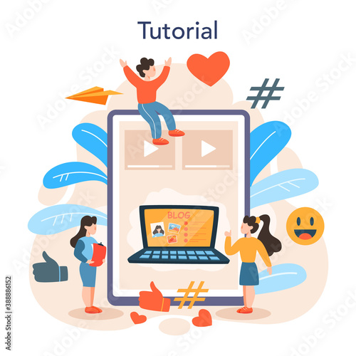Blogging online service or platform. Network author share